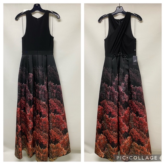 Adrianna Papell crossover halter Mikado long gown